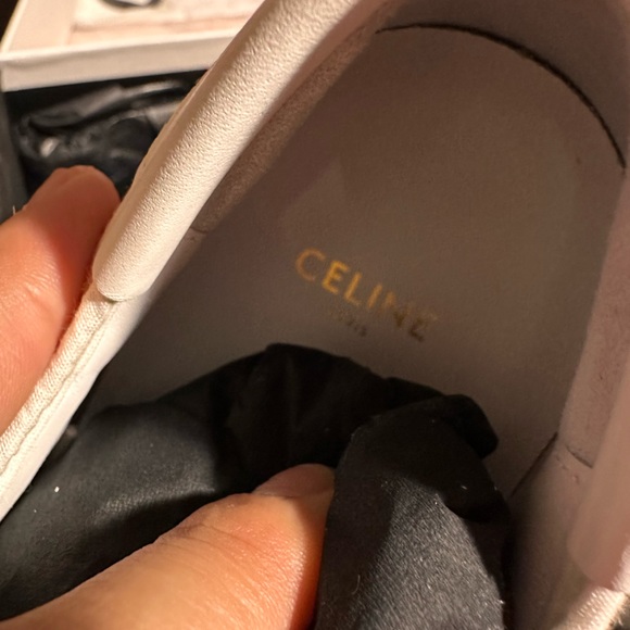 Celine Blank Low Lace Up Sneaker with Toe Cap in Canvas and Calfskin - Off White - Picture 6 of 16